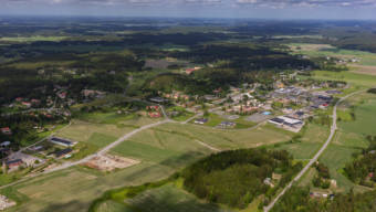 Flygbild från Kimito centrum.